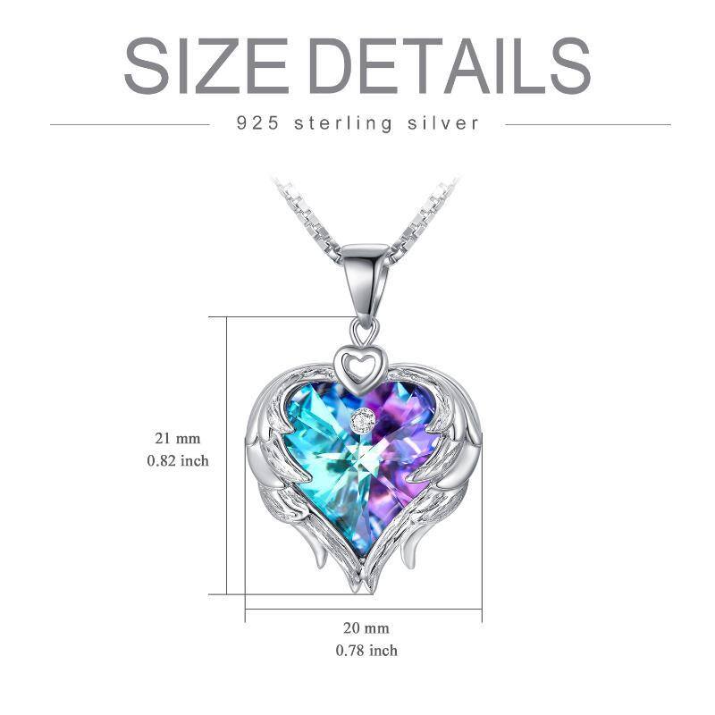 Sterling Silver Heart Angel Wing Crystal Pendant Necklace For Woemn-4