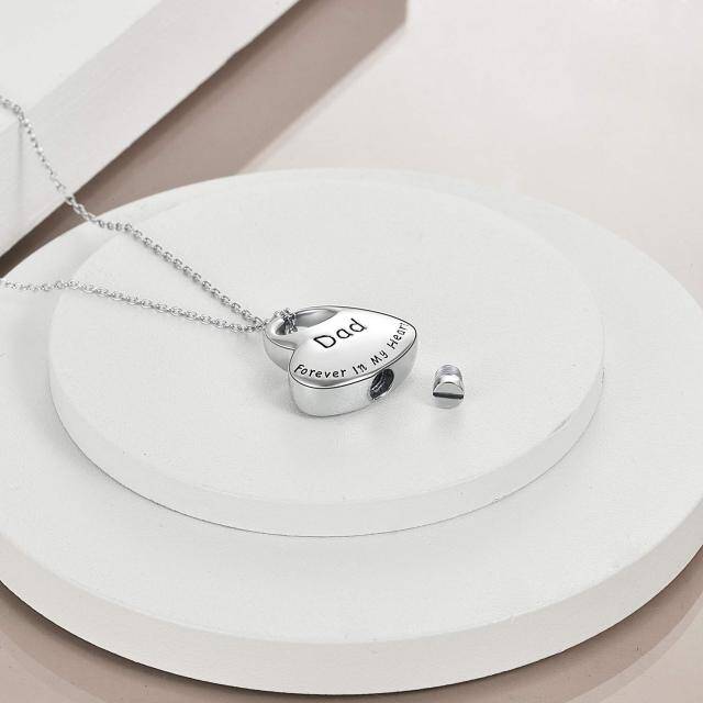 Plata de ley Corazón Ala de Ángel Papá Urna Collar para cenizas con la palabra grabada-3