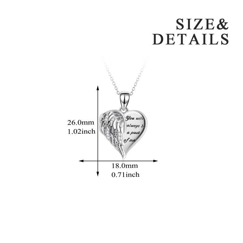 Sterling Silver Heart Angel Wing Personalized Photo Locket Necklace with Engraving Word-5