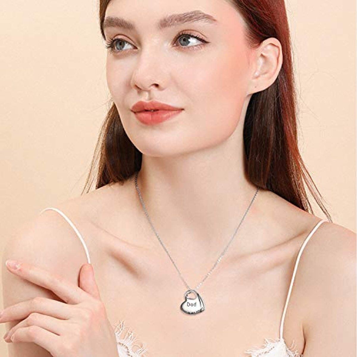 Collier d'urne en argent sterling avec cœur et aile d'ange pour cendres gravées papa pour toujours dans mon cœur-2