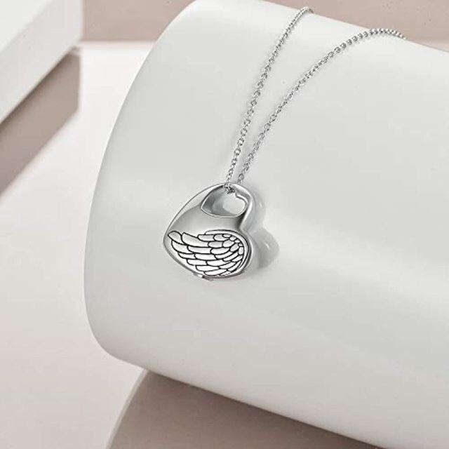 Collier d'urne en argent sterling avec cœur et aile d'ange pour les cendres Gravé Papa pour toujours dans mon cœur-4