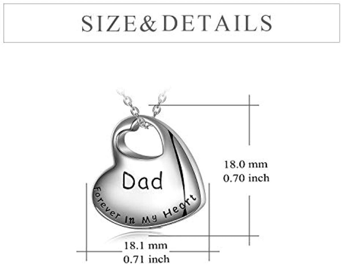 Sterling zilveren hart & engel vleugel urn ketting voor as gegraveerd papa voor altijd in mijn hart-5