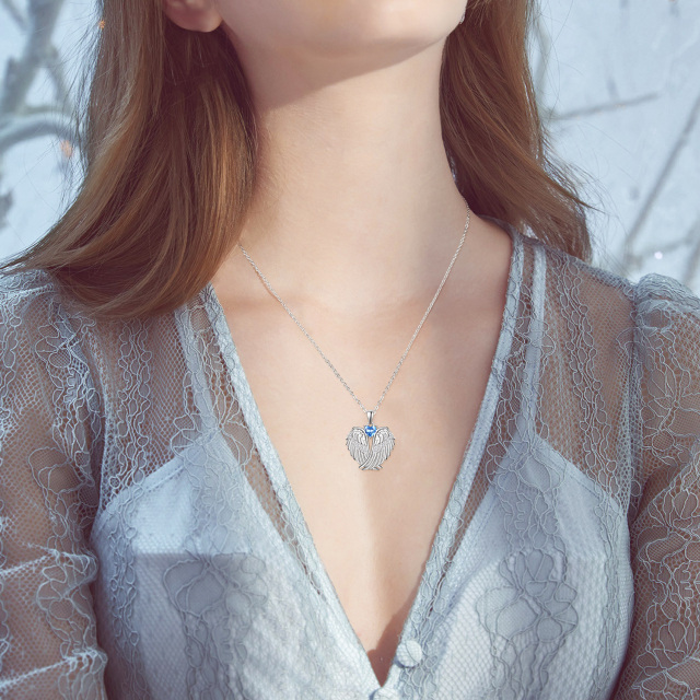 Collier en argent sterling avec pendentif en forme de coeur et d'ailes d'ange en zirconium cubique-2