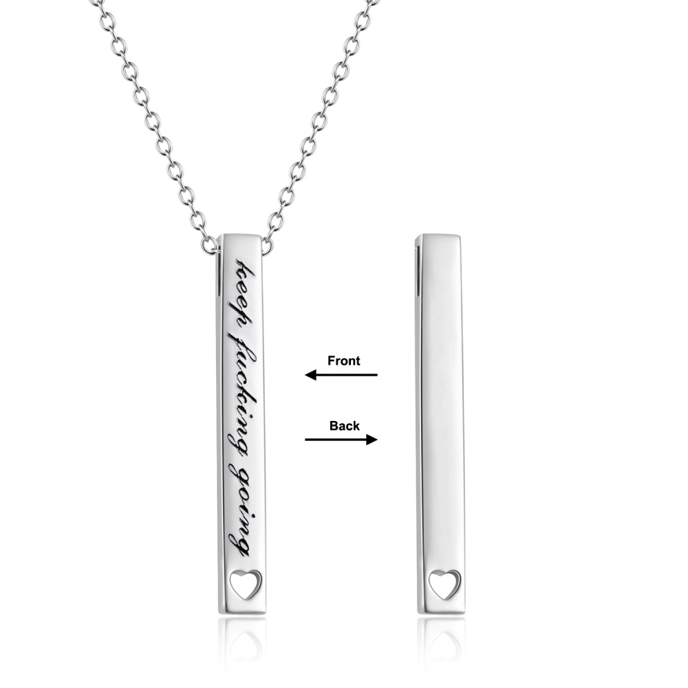 Collar de plata de ley con forma de corazón y palabra grabada-1