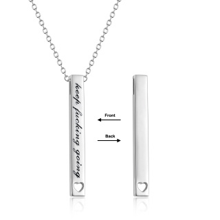 Sterling Silver Heart Bar Necklace with Engraved Word-5