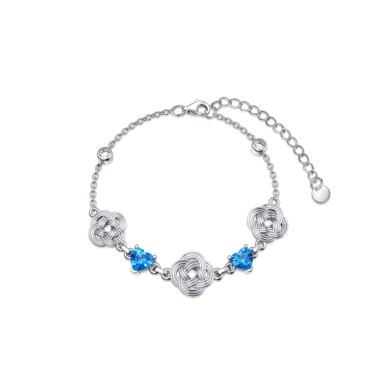 Pulsera Colgante Nudo Celta Plata de Ley Corazón Zirconia Cúbica