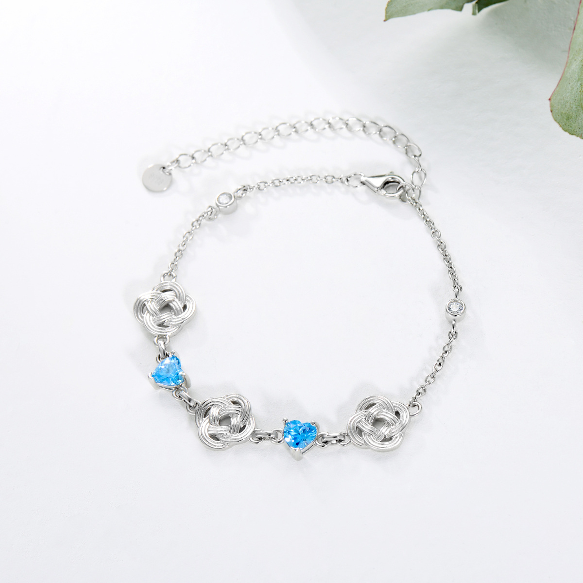 Pulsera Colgante Nudo Celta Plata de Ley Corazón Zirconia Cúbica-3