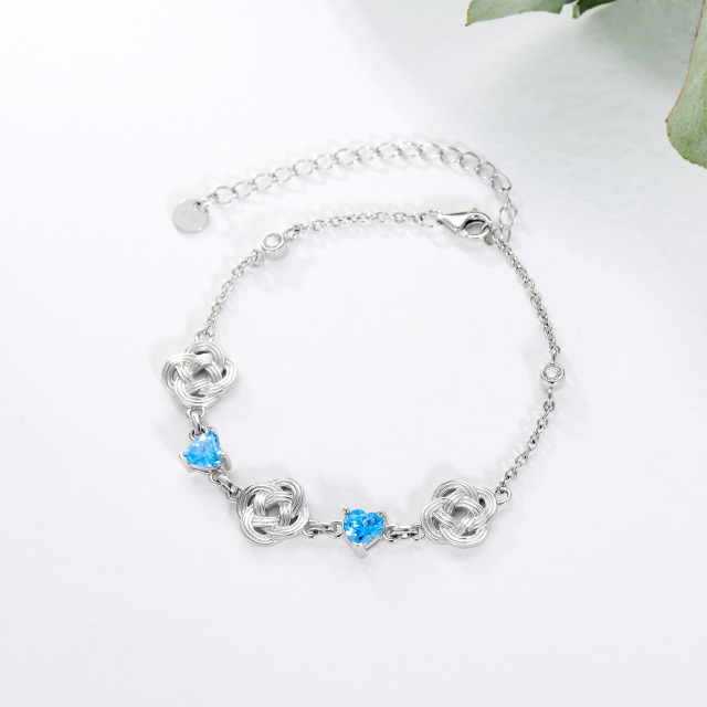 Bracciale con ciondolo a nodo celtico con cuore in argento sterling e zirconia cubica-3