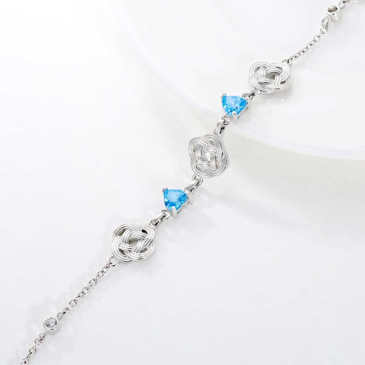 Pulsera Colgante Nudo Celta Plata de Ley Corazón Zirconia Cúbica-4