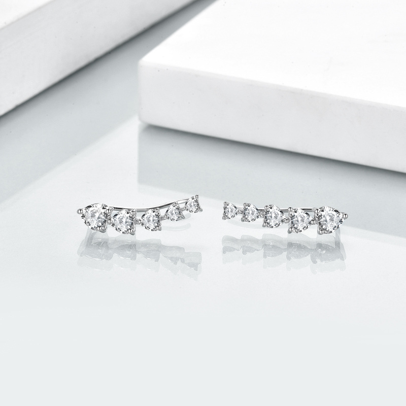 Damskie kolczyki ze srebra próby sześciennej z cyrkoniami w kształcie serca-3