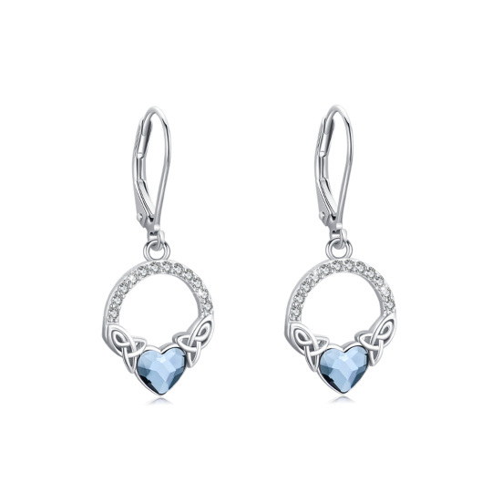 Boucles d'oreilles en argent sterling avec nœud celtique en cristal et zircon cubique