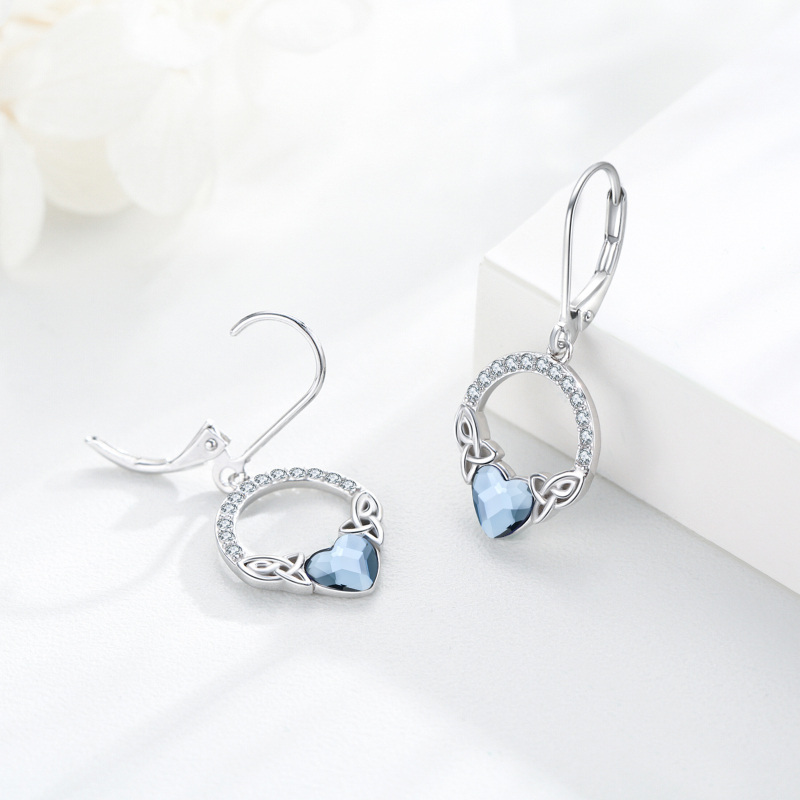 Orecchini con nodo celtico in argento sterling con cuore in cristallo e zircone-3