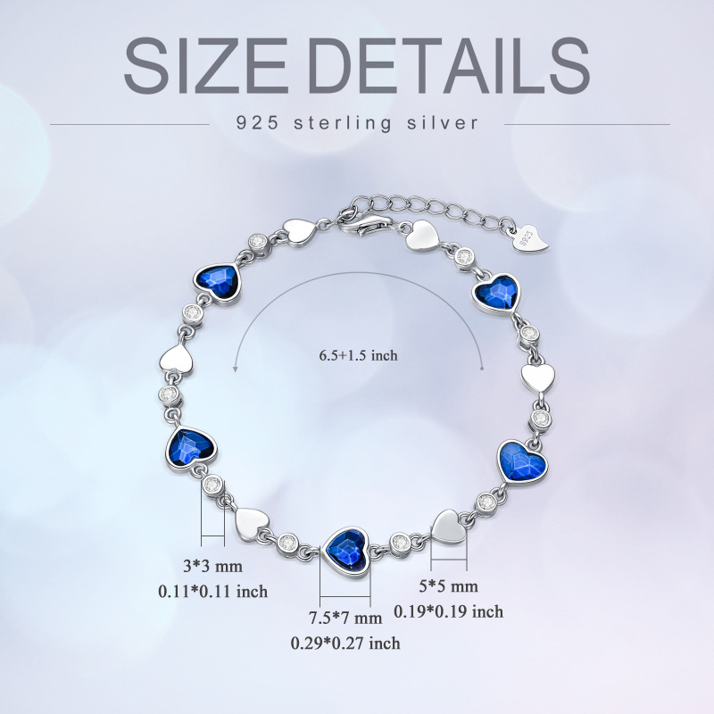 Sterling zilveren hartkristal zirkonia kettingarmband voor dames-4