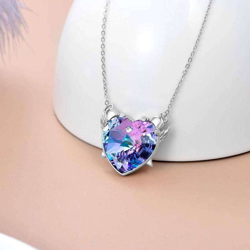 Sterling Silver Heart Crystal Pendant Necklace For Women-4