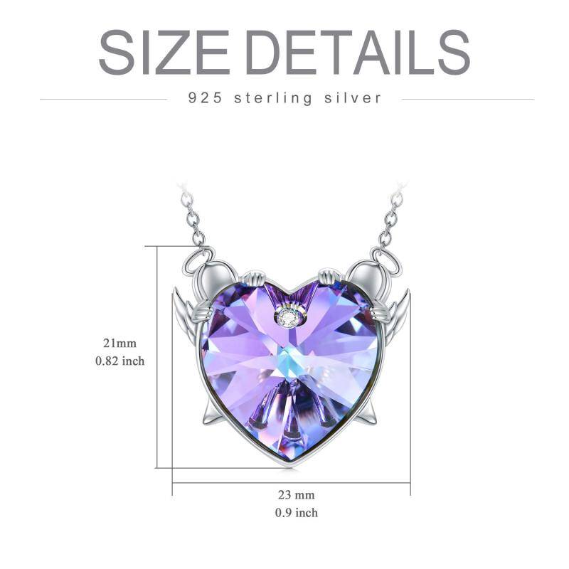 Sterling Silver Heart Crystal Pendant Necklace For Women-5