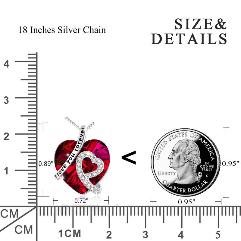 Sterling Zilveren Rode Hart Kristal Gegraveerde Doos Ketting voor Vrouwen-6