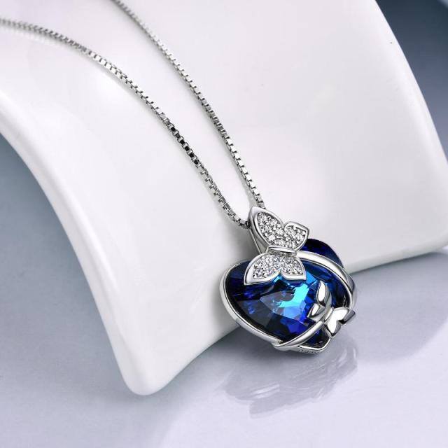 Collana con ciondolo a forma di cuore in argento sterling-3