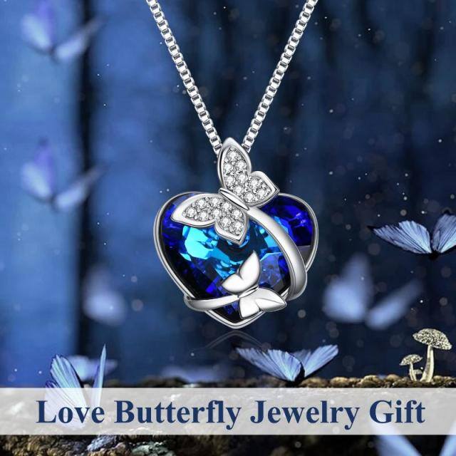 Sterling Silver Heart Crystal Pendant Necklace-6