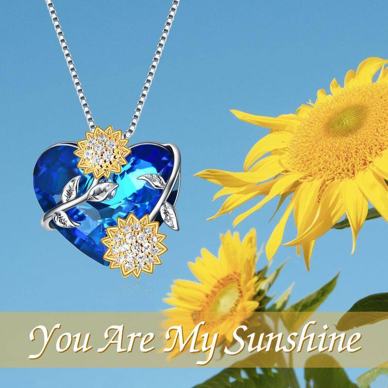 Collar con colgante de cristal en forma de corazón de plata de ley-6