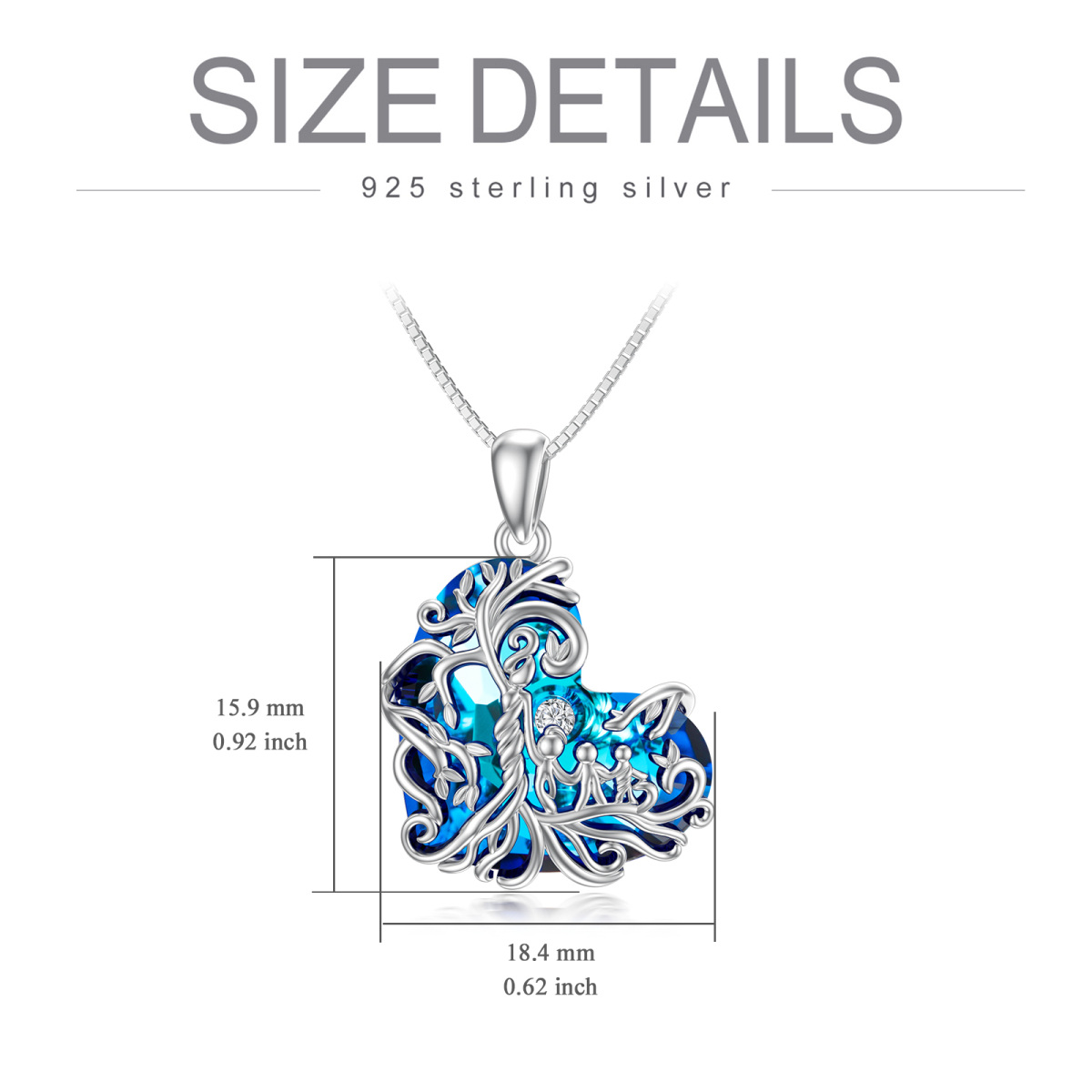 Sterling Silver Heart Crystal Tree Of Life Pendant Necklace For Grandmother Mother Daughter-5
