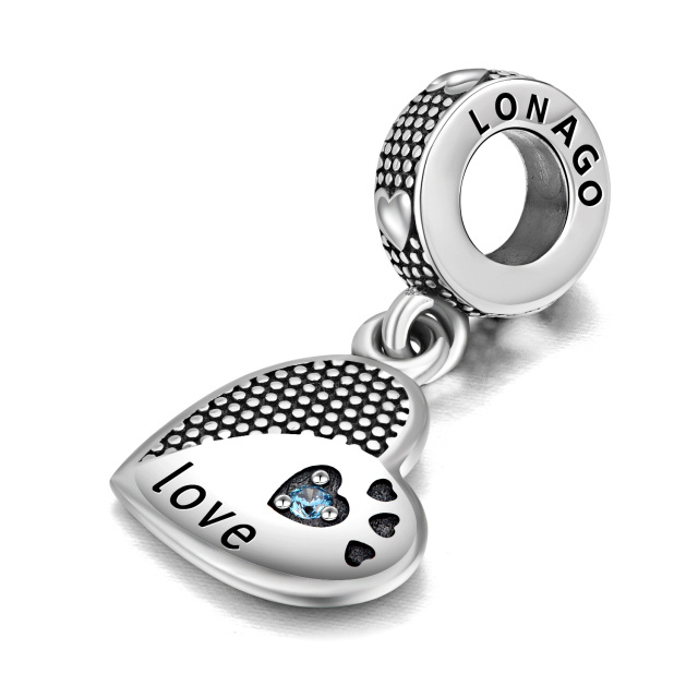 Cuore in argento sterling con zirconia cubica e ciondolo a cuore-3