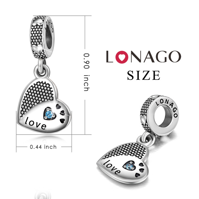 Cuore in argento sterling con zirconia cubica e ciondolo a cuore-6