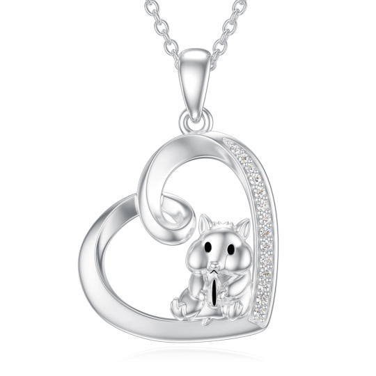 Sterling Silver Cubic Zirconia Heart Hamster Necklace For Girl