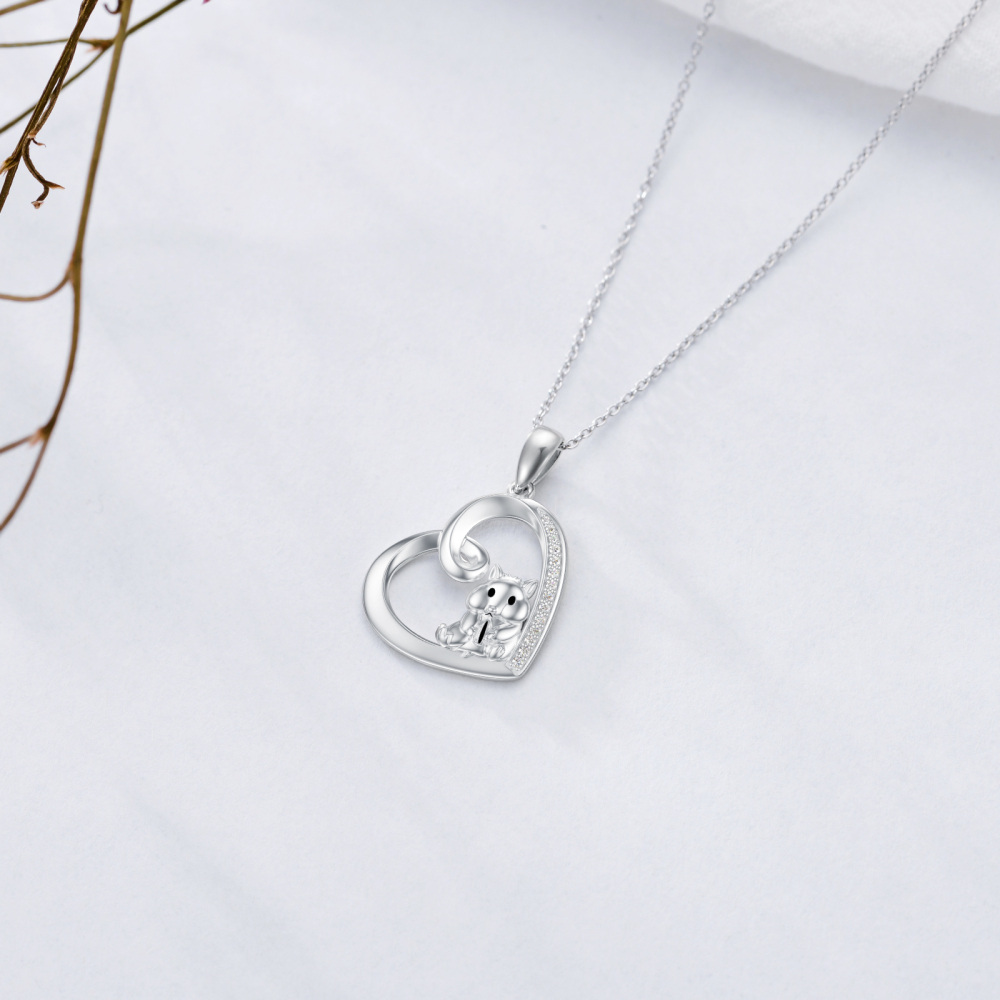 Collana con criceto a cuore in argento sterling con zirconi cubici per ragazza-5