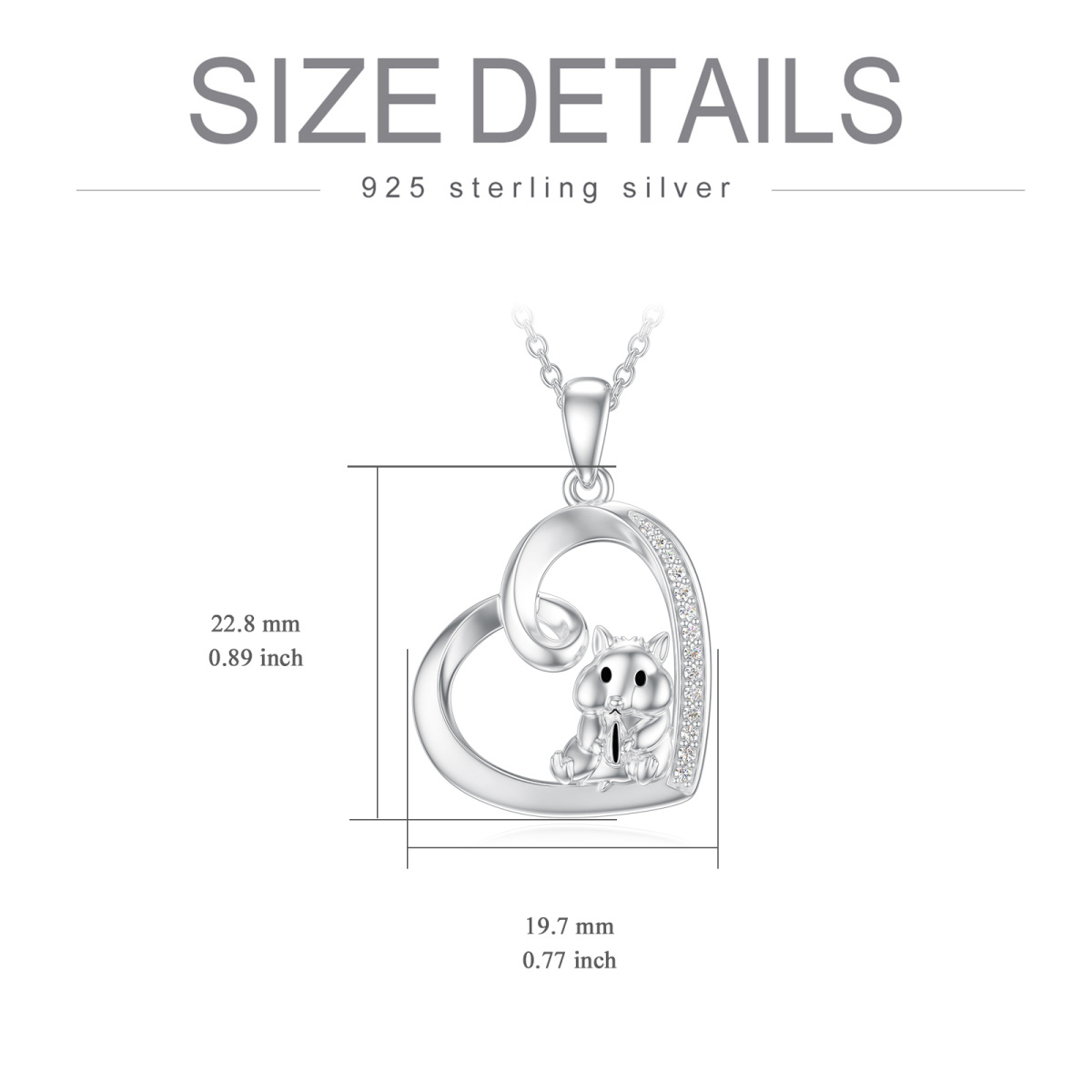 Sterling Silber Zirkonia Herz Hamster Halskette für Mädchen-6