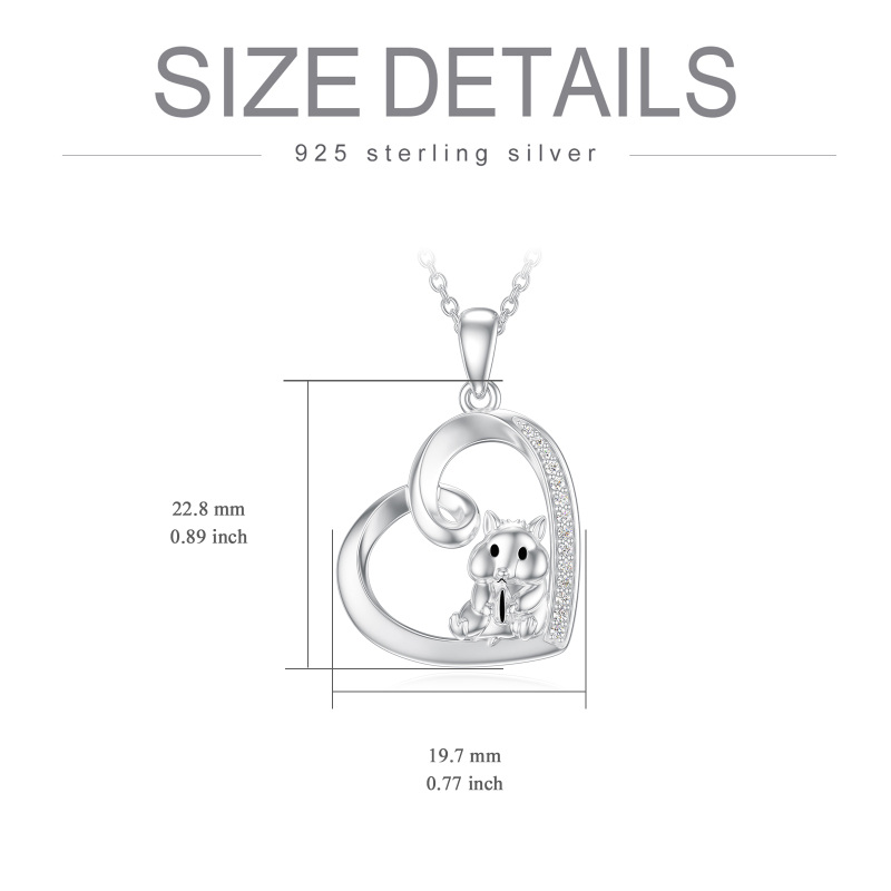 Sterling Silver Cubic Zirconia Heart Hamster Necklace For Girl-6