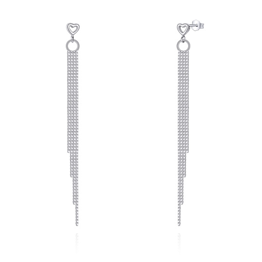 Boucles d'oreilles pendantes en forme de cœur en argent sterling