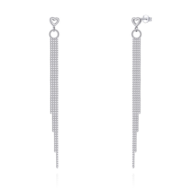 Boucles d'oreilles pendantes en forme de cœur en argent sterling-1