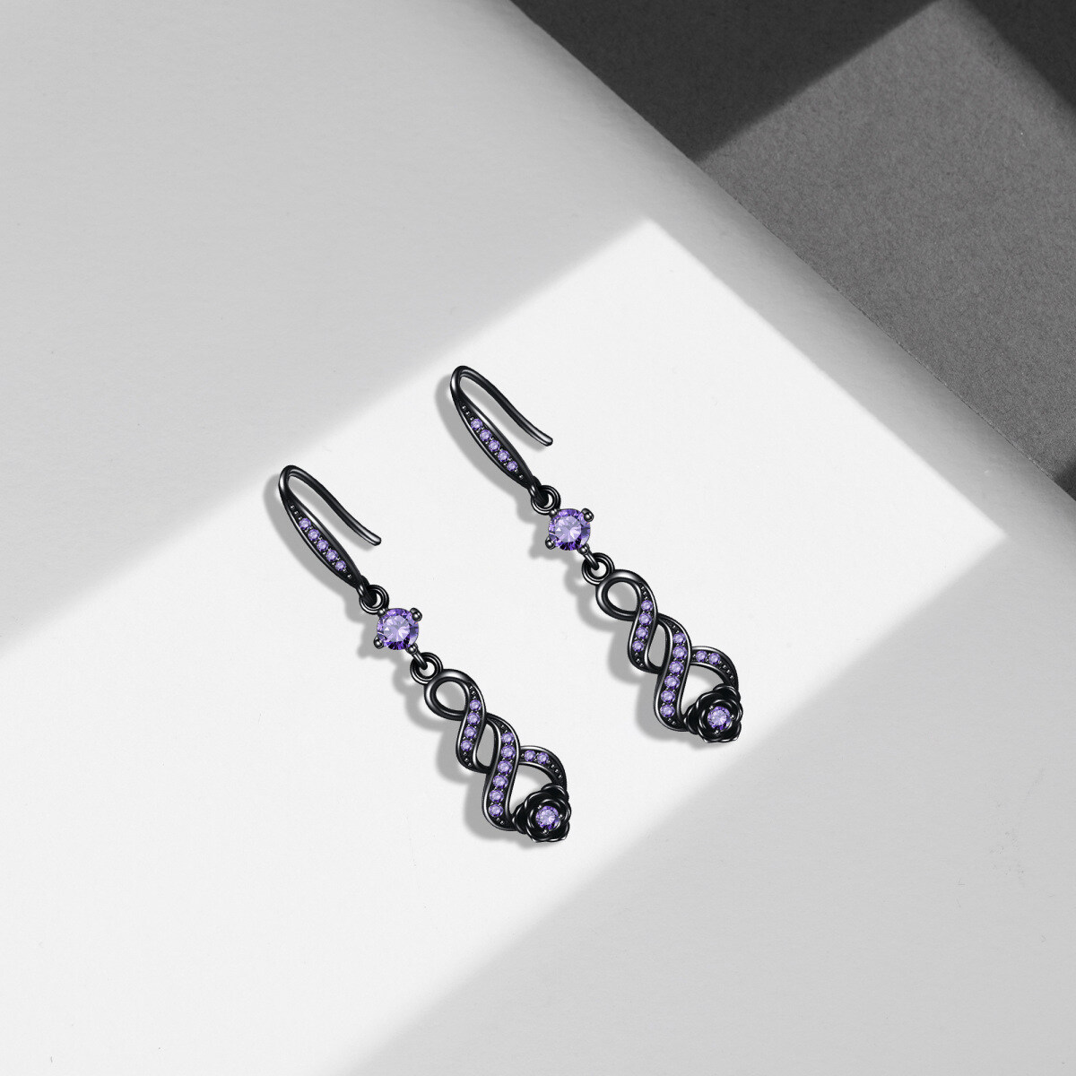 Boucles d'oreilles pendantes en forme de cœur en argent sterling et oxyde de zirconium-3