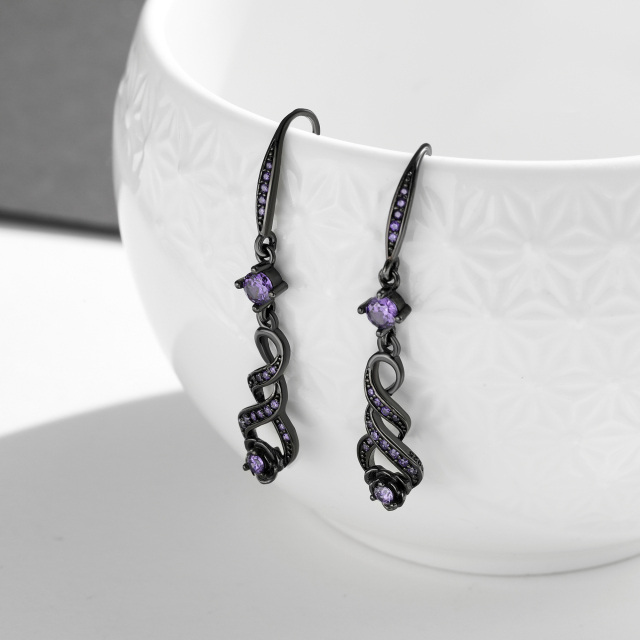 Boucles d'oreilles pendantes en forme de cœur en argent sterling et oxyde de zirconium-4