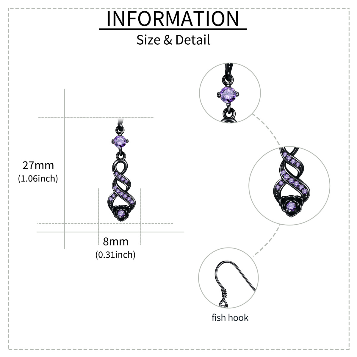 Boucles d'oreilles pendantes en forme de cœur en argent sterling et oxyde de zirconium-5