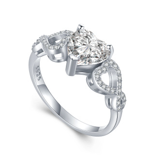 Sterling Silver Heart Engagement Ring-50
