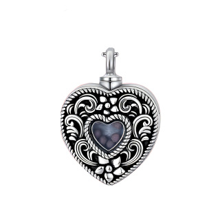 Sterling Silver Heart Flower Holds Mustard Seeds Urn Necklace for Ashes-5