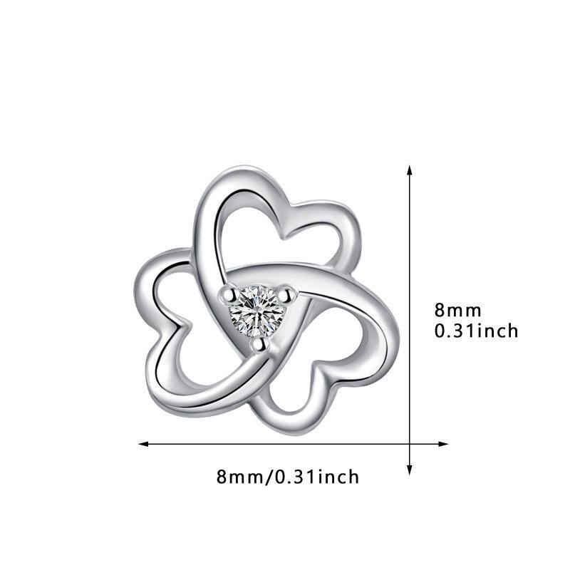 Dreieckige Ohrstecker aus Sterlingsilber mit Zirkonia und Kleeblatt für Damen-6