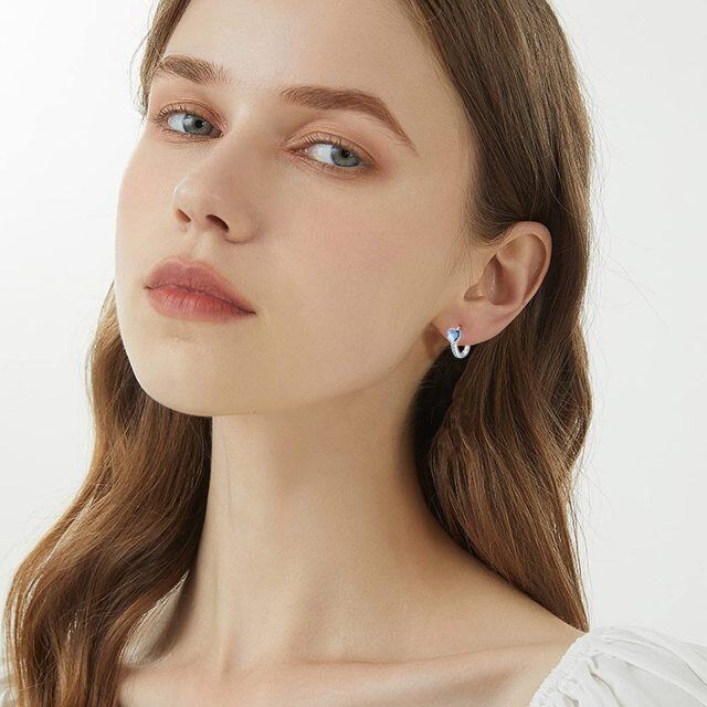 Boucles d'oreilles en argent sterling avec cœur en zircon cubique-3