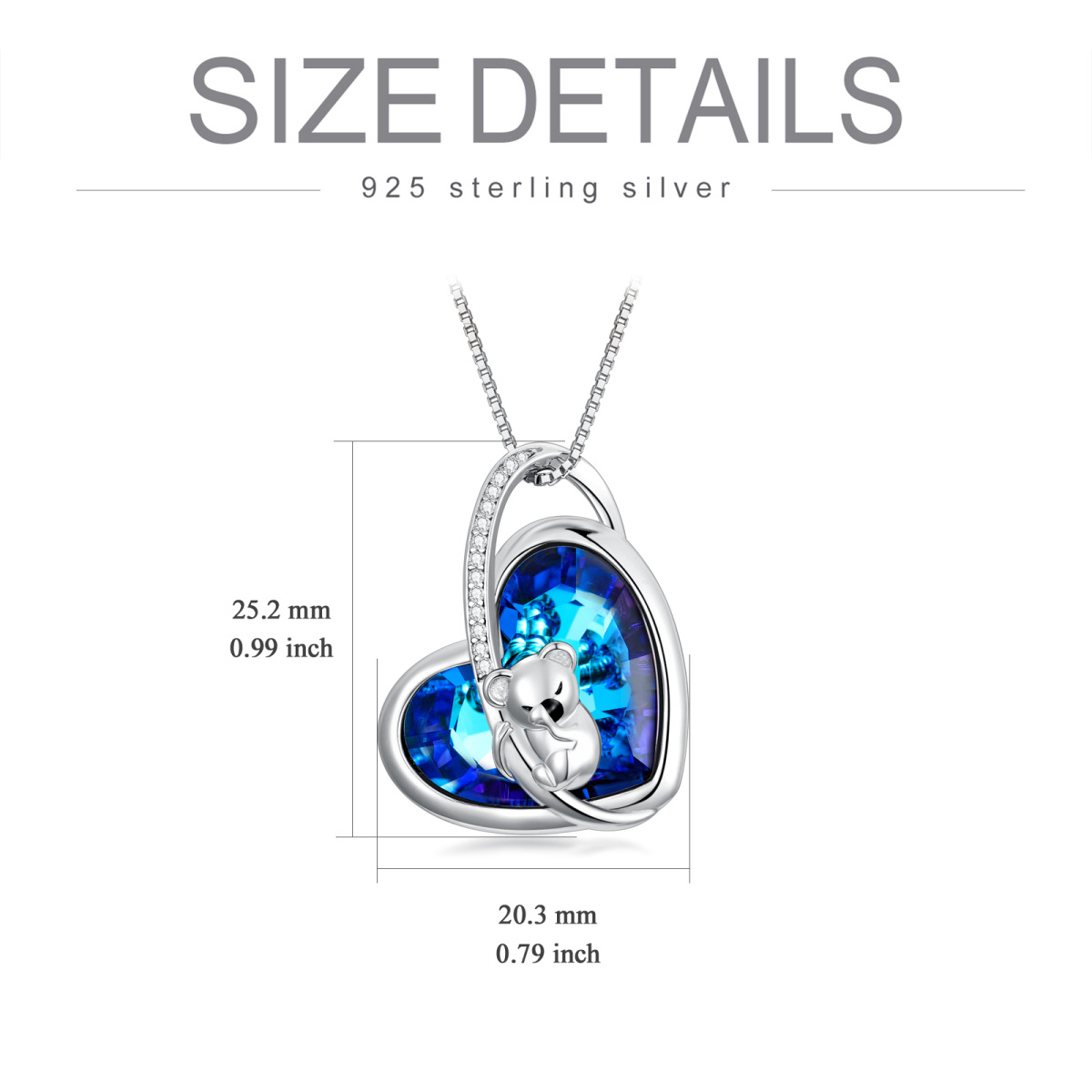 Sterling Silver Heart Koala & Mother Crystal Pendant Necklace-6