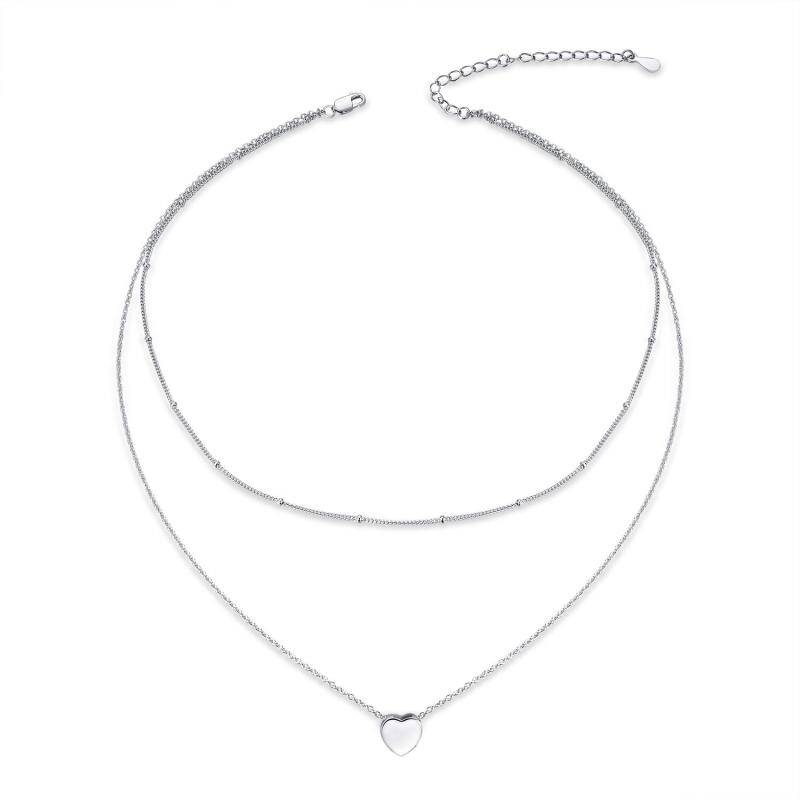 Sterling Silver Heart Layered Necklace-8