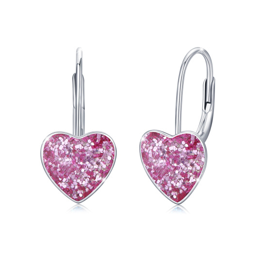 Sterling Silver Heart Lever-back Earrings for Women