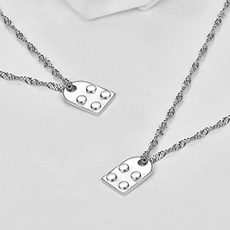Sterling Silver Heart & Lock Pendant Necklace-5