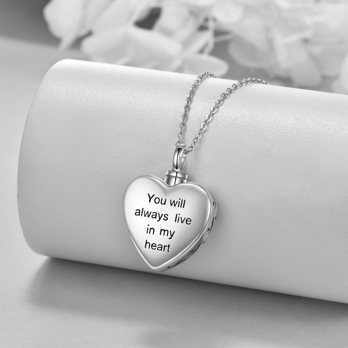 Sterling Silver Heart & Lover Couples Embrace Urn Necklace for Ashes with Engraved Word-4