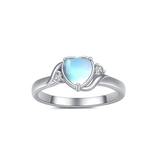 Sterling Silver Heart Moonstone Promise Ring