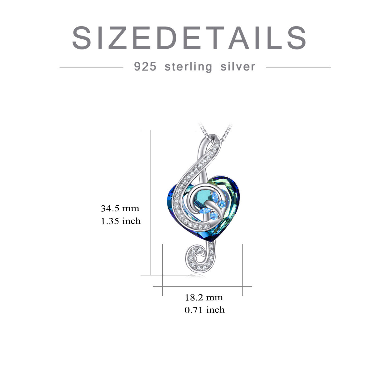 Collier pendentif en argent sterling avec symbole de musique en forme de cœur et cristal pour femme, meilleurs amis-6