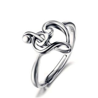 Sterling Silver Heart & Music Symbol Open Ring-36