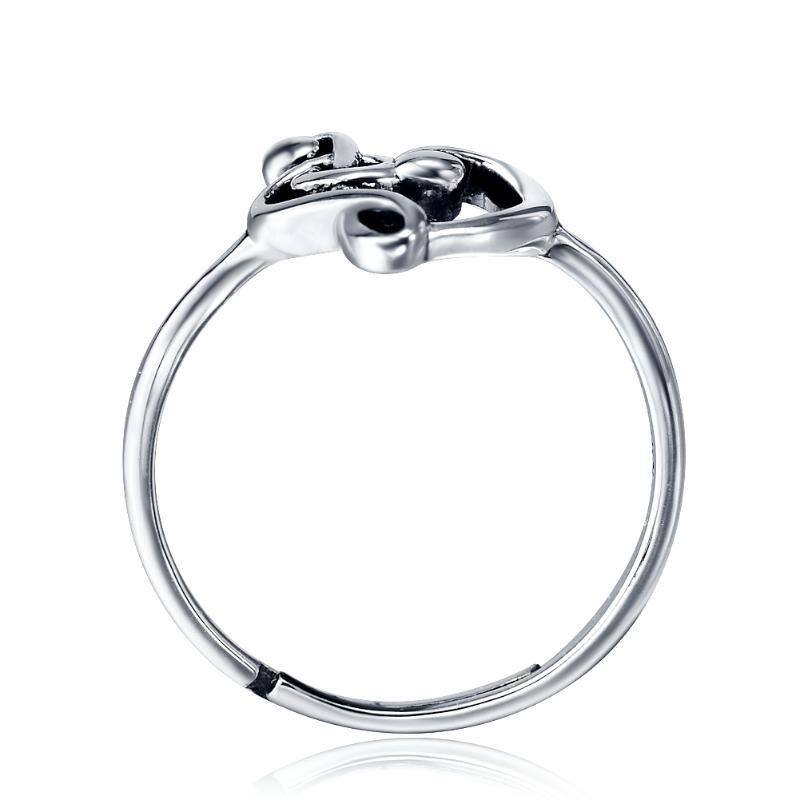 Anello aperto con simbolo musicale a forma di cuore in argento sterling-3