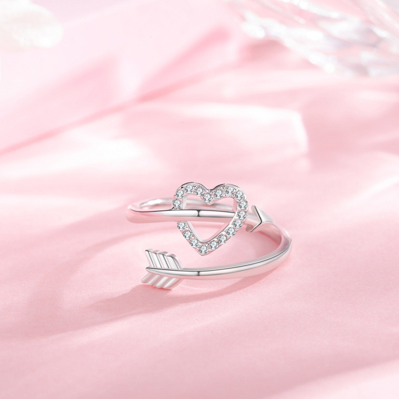 خاتم مفتوح على شكل قلب من الفضة الإسترلينية مرصع بالزركونيا المكعبة-5
