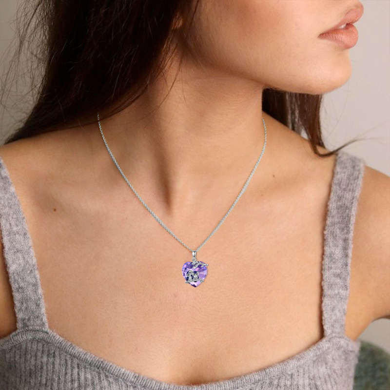 Colar de prata esterlina com pingente de coruja e coração para mulheres Melhores amigas-2